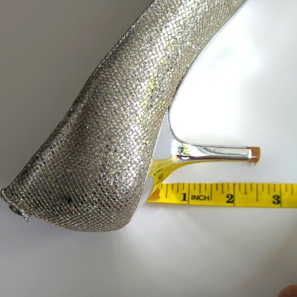 Michael Kors Silver Gold Open Toe Glitter Heels - Size 10 Great Condition - Picture 7 of 7